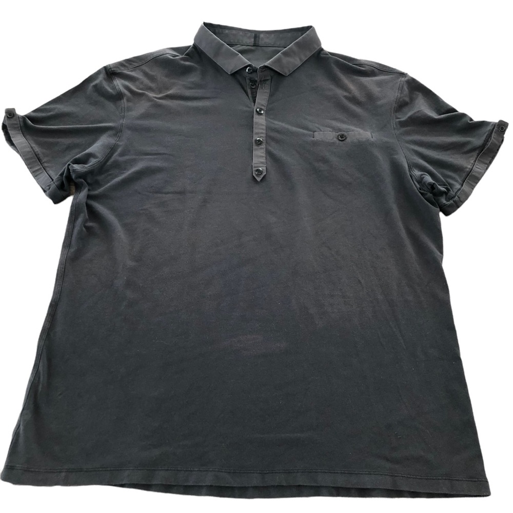 Lululemon Mens XL Faded Black Polo Shirt Stretch Casual Wear